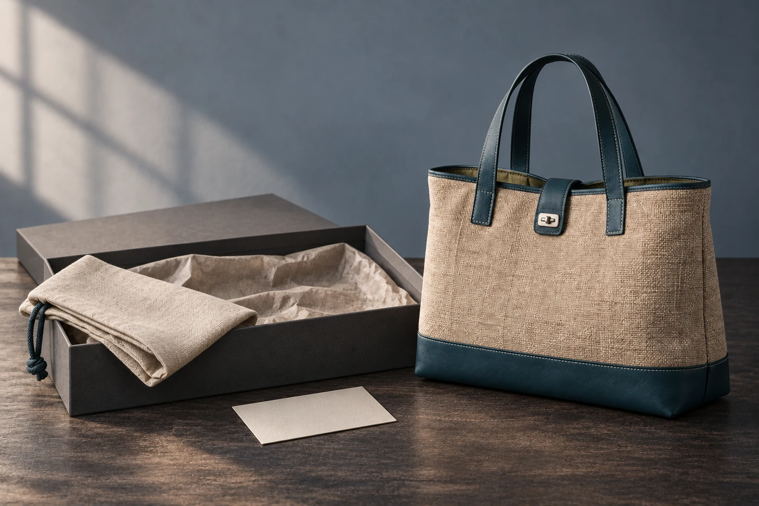 ATELIER packaging direction — a coherent extension of the Carryall material world.